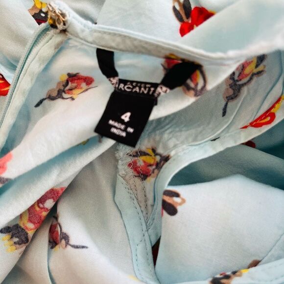 J Crew Mercantile blue floral faux wrap style ruffle dress size 4. - Picture 7 of 7